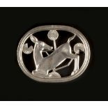 Georg Jensen 'Kneeling Fawn' silver brooch numbered 256 signed and stamped 'Sterling', London import
