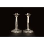Guild of Handicrafts Pair of silver candlesticks of hexagonal form each hallmarked for 1965 23cm