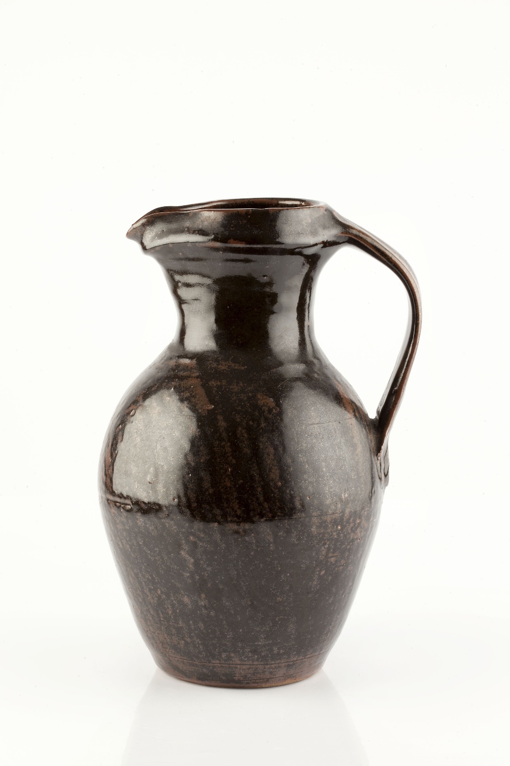 Trevor Corser (1938-2015) at Leach Pottery Jug tenmoku glaze impressed potter's and pottery seals