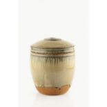 Richard Batterham (b.1936) Storage jar and cover ash glaze 30cm high.