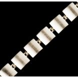 N. E. From (Danish, 1908 - 1986) Silver panel bracelet repeating square concave links signed and