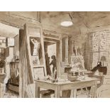 Adrian Daintrey (1902-1988) The Artist's Studio, 1969 signed and dated (lower left) pen and wash