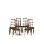 Niels Koefoed for Koefoeds Mobelfabrik Set of six 'lis' chais teak, ladder backs stamped