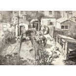 Raymond Collins (20th Century) The Back Garden, circa 1948 etching 17cmm x 23.5cm.