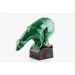 Paul Milet for Sevres Polar bear green and black glazes stamped maker's mark 33cm high.