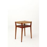 Paolo Buffa (1903-1970) Stool/table oak and rattan 75cm high, 57cm across, 42.5cm deep.