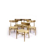 Hans Wegner (1914-2007) for Carl Hansen & Son Set of five CH23 dining chairs teak, the top rails