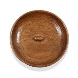 Robert Thompson of Kilburn (1876-1955) Mouseman bowl adzed oak carved mouse signature 28.5cm