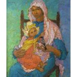 Jean Young (1914-1995) Mother and Child signed (upper left) oils on canvas 74cm x 62cm.