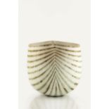 John Ward (b.1938) Vessel green and white bands impressed potter's seal 20cm high, 20cm across.