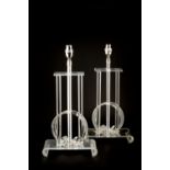 Modernist School Pair of table lamps, circa 1950s clear acrylic and chrome 45cm high (2).