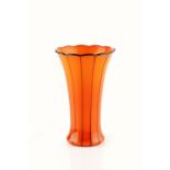 Michael Powolny for Loetz Vase orange and black glass 20.5cm high.