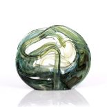 Michael Harris (1933-1994) of Mdina Glass, Malta Free form sculpture signed and inscribed green