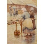 Norman Garstin (1847-1926) A Fish Stall signed (lower left) watercolour 17.3cm x 11.5cm, unframed.