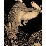 Warwick Reynolds (1880-1926) A Hare Escaping from a Weasel signed (lower left) pencil, pen and