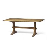 Stanley Webb Davies (1894-1978) Dining table, 1952 oak, with chamfered trestle ends and shaped