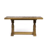 Robert Thompson (1876-1955) of Kilburn Mouseman coffee table oak with adzed top carved mouse