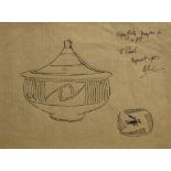Bernard Leach (1887-1979) Sgraffito design for a pot, 1951 initialled, dated and inscribed in pen