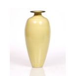 Bridget Drakeford (Contemporary) Vase yellow glaze with manganese rim signed 29.5cm diameter.