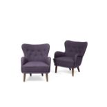 Ernest Race (1913-1964) Pair of 'DA2' chairs, originally designed in 1949 with Bute wool tweed