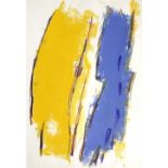 William Gear (1915-1997) Twin form yellow and blue, 1967 signed and dated (lower right) mixed