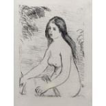 Pierre August Renoir (1841-1919) 'Femme Nue Assise' etching 18cm x 14cm. Provenance: Barry Keene