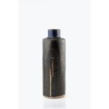 Ruth Duckworth (1919-2009) Cylindrical vase blue and black glazes incised initials 36cm high.