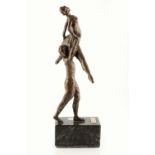 John Blakeley Ballet No 3-24 bronze on green marble base 33cm high overall including base.