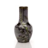 Clement Massier Vase lustre, painted with thistles impressed 'Golfe-Juan A M' 29cm high.