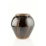 Jim Malone (b.1946) Vase tenmoku, with grass motifs impressed potter's seal 21cm high.