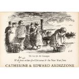 Edward Ardizzone (1900-1979) Two Christmas cards one initialled in pen lithographs each 12cm x