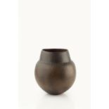 John Ward (b.1938) Shouldered vessel black glaze impressed potter's seal 22cm high.