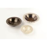 John Wheeldon (b.1950) Three bowls lustre geometric decorations each impressed potter's seal 25cm,