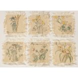 Walter Crane (1845-1915) Set of six 'Flora's Feast' napkins, possibly manufactured by John