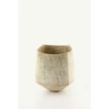 John Ward (b.1938) Vase of square form, mottled white glaze impressed potter's seal 16.5cm high,