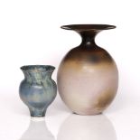 Delan Cookson (b.1937) Vase with flaring rim signed 28cm high and another smaller vessel, 16cm