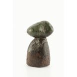Ruth Duckworth (1919-2009) Sculptural form green and black glazes impressed potter's seal 17cm