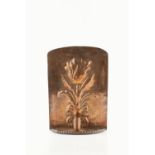 Manner of Newlyn School Arts and Crafts wall sconce copper repoussé decorated with a flower 27cm