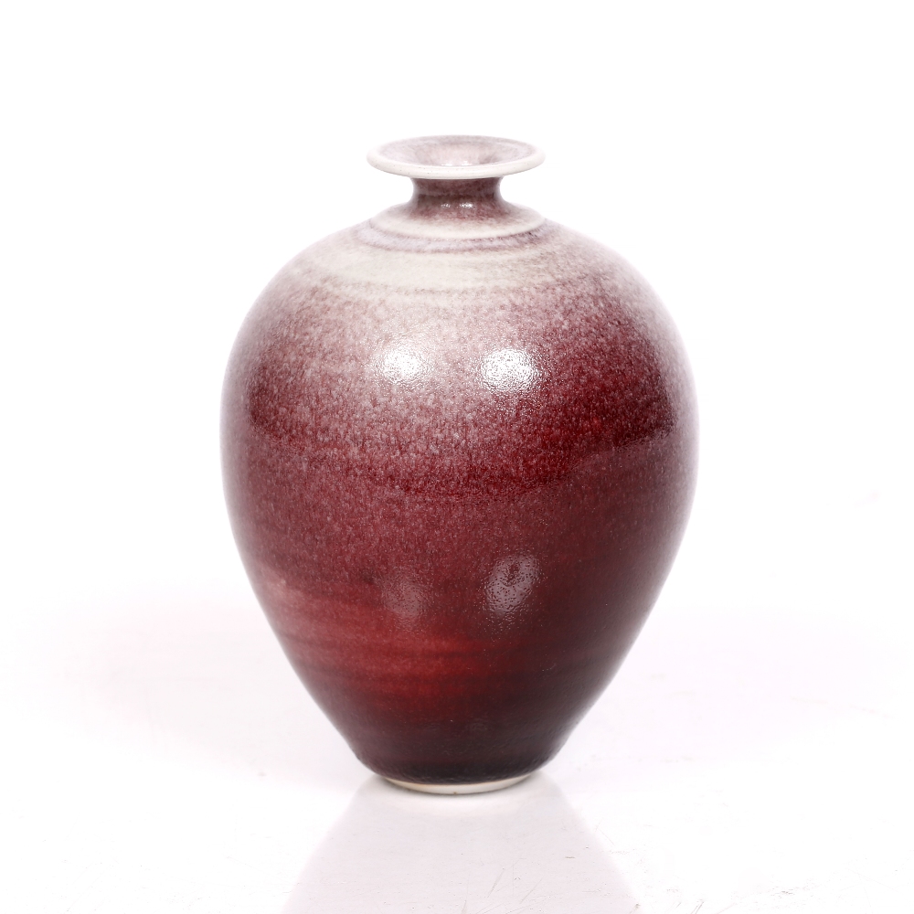 Bridget Drakeford (Contemporary) Vase red glaze signed 13.5cm high.