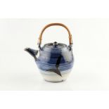 David Garland (b.1941) Teapot, 2009 brushwork decoration and cane handle signed and dated 21.5cm