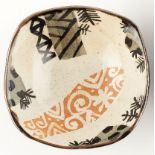John Maltby (b.1936) Bowl decorated with tree and dog signed 18.3cm across. Provenance: Peter
