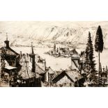 Job Nixon (1891-1938) Isola San Giulio, Lake Orta, Italy signed in pencil (in the margin) from