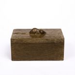 Robert Thompson of Kilburn (1876-1955) Mouseman box oak carved mouse signature 18.7cm across.