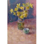 Pippa Mills (Contemporary) Spring Daffodils initialled (lower right) oils on paper 46cm x 29.5cm.