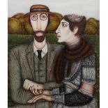 Janet Woolley (b.1952) Lytton Strachey and Ottoline Morrell, 1976 signed and dated (lower left)