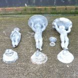 A lead garden figure of a cherub, 80cm tall,