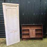 A 19th century painted pine standing corner cabinet,