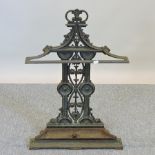 A Victorian black painted cast iron stick stand, with registration diamond to reverse,