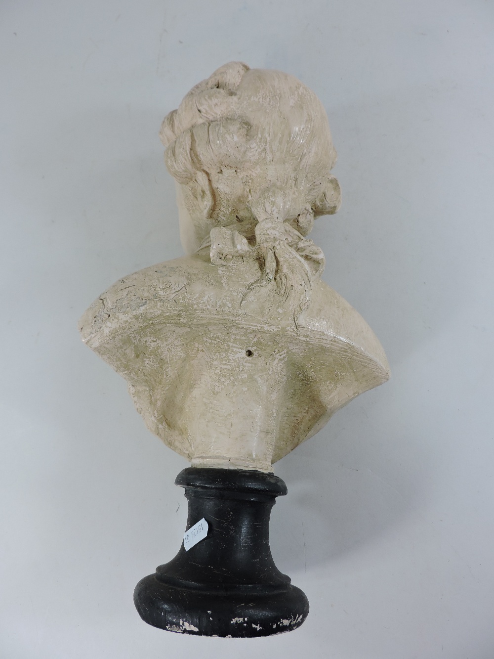 A 19th century painted terracotta portrait bust, of a young man, on a socle base, - Image 5 of 5