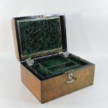 A Victorian burr walnut jewellery box, inlaid with mother of pearl,